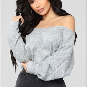 Grey off the shoulder top